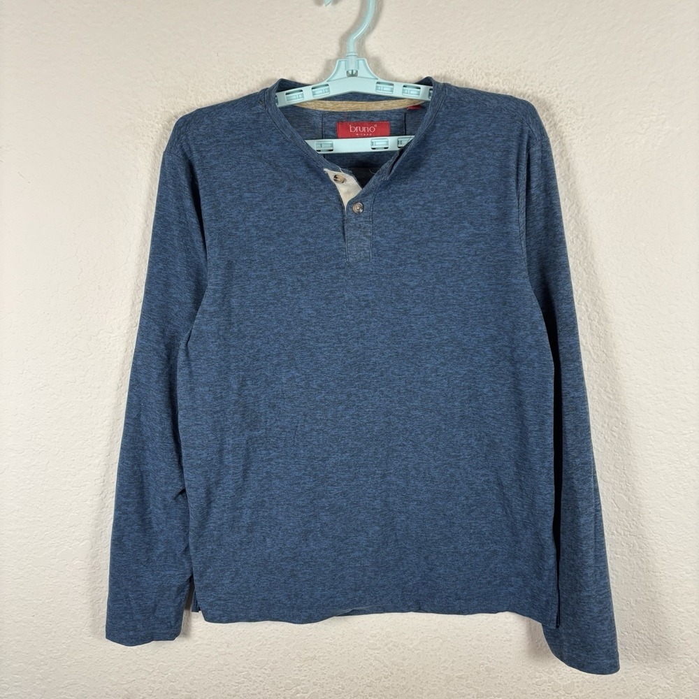 Bruno Milano Mens T Shirt Sz S Small Long Sleeve Blue Super Soft Excellent